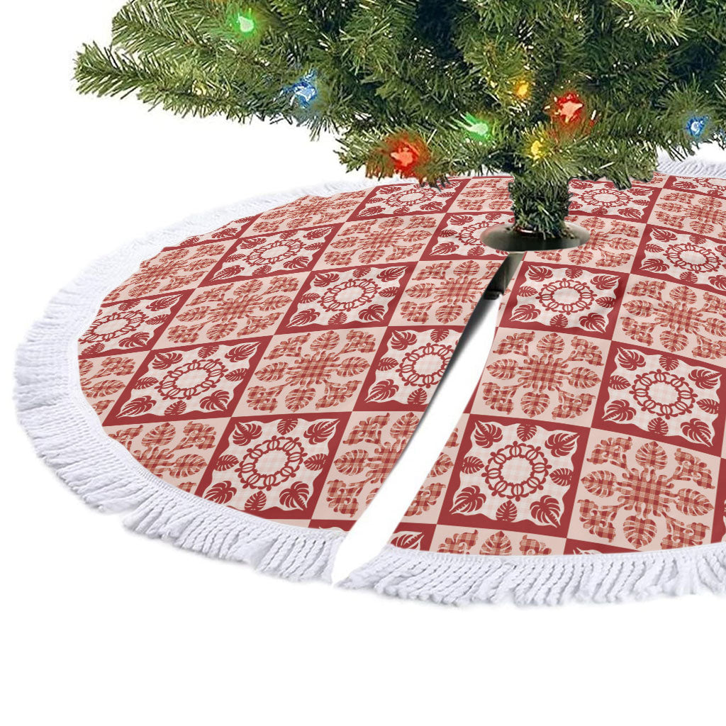 Ulaula Palaka Quilt Hawaii Tree Skirt Hawaiian Tropical Monstera Sea Turtle