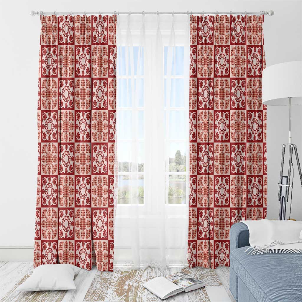 Ulaula Palaka Quilt Hawaii Window Curtain Hawaiian Tropical Monstera Sea Turtle