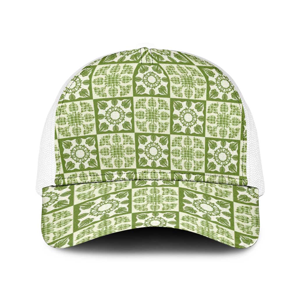 Omaomao Palaka Quilt Hawaii Baseball Net Cap Hawaiian Tropical Monstera Sea Turtle