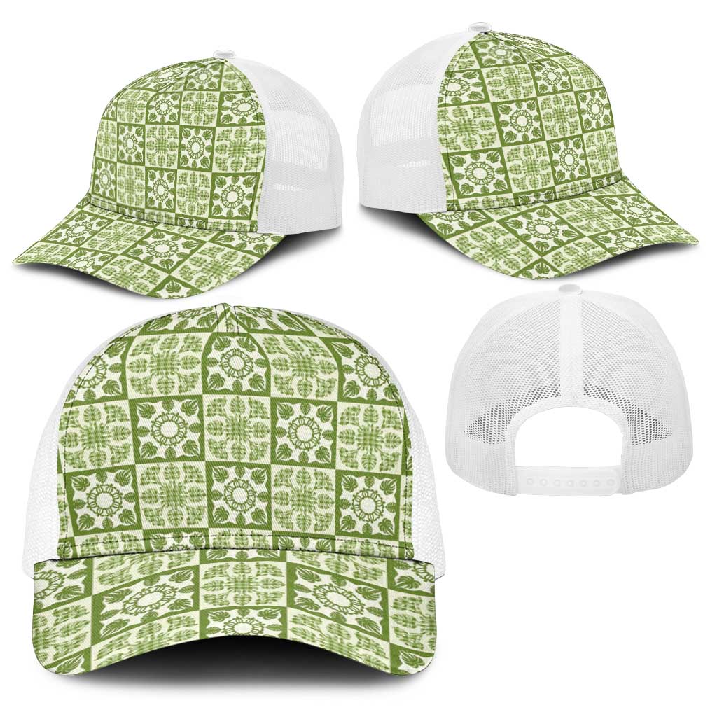 Omaomao Palaka Quilt Hawaii Baseball Net Cap Hawaiian Tropical Monstera Sea Turtle