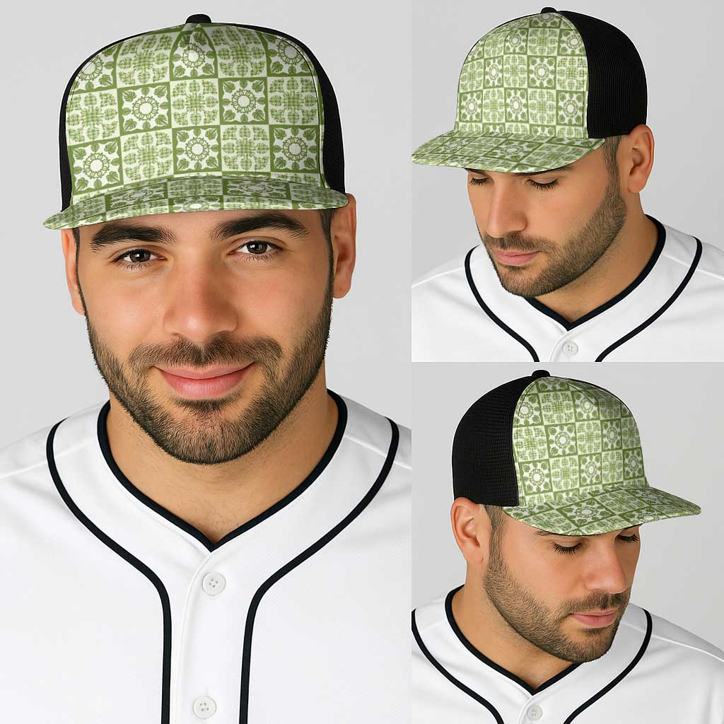 Omaomao Palaka Quilt Hawaii Baseball Net Cap Hawaiian Tropical Monstera Sea Turtle