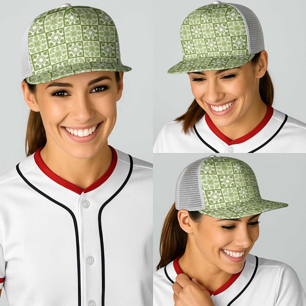 Omaomao Palaka Quilt Hawaii Baseball Net Cap Hawaiian Tropical Monstera Sea Turtle