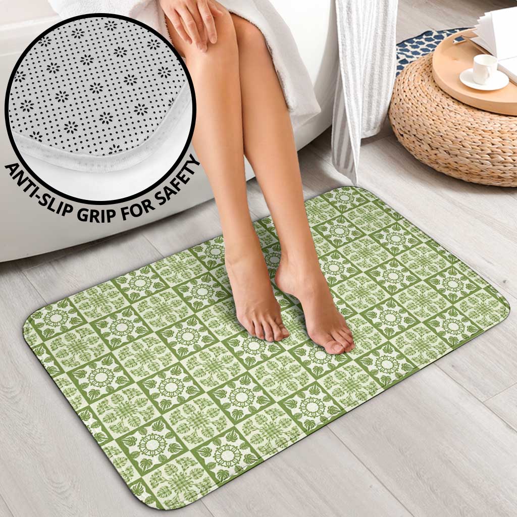 Omaomao Palaka Quilt Hawaii Bathroom Set Hawaiian Tropical Monstera Sea Turtle