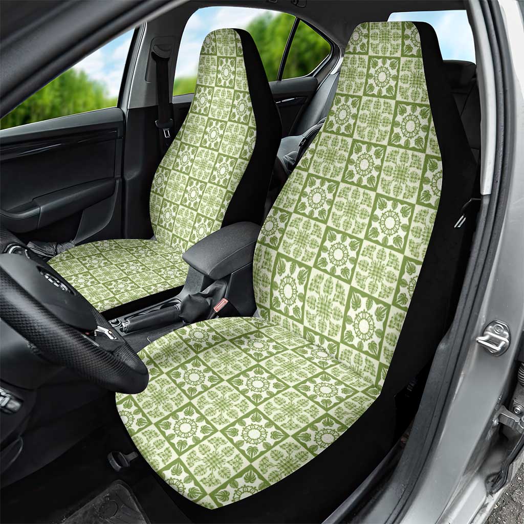 Omaomao Palaka Quilt Hawaii Car Seat Cover Hawaiian Tropical Monstera Sea Turtle