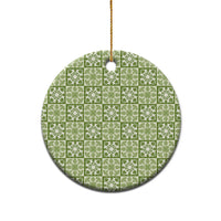 Omaomao Palaka Quilt Hawaii Ceramic Ornament Hawaiian Tropical Monstera Sea Turtle