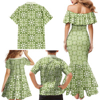 Omaomao Palaka Quilt Hawaii Family Matching Mermaid Dress and Hawaiian Shirt Hawaiian Tropical Monstera Sea Turtle LT14 - Polynesian Pride
