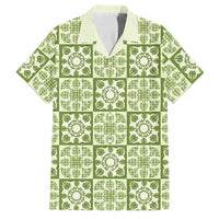 Omaomao Palaka Quilt Hawaii Family Matching Puletasi and Hawaiian Shirt Hawaiian Tropical Monstera Sea Turtle LT14 Dad's Shirt - Short Sleeve Green - Polynesian Pride