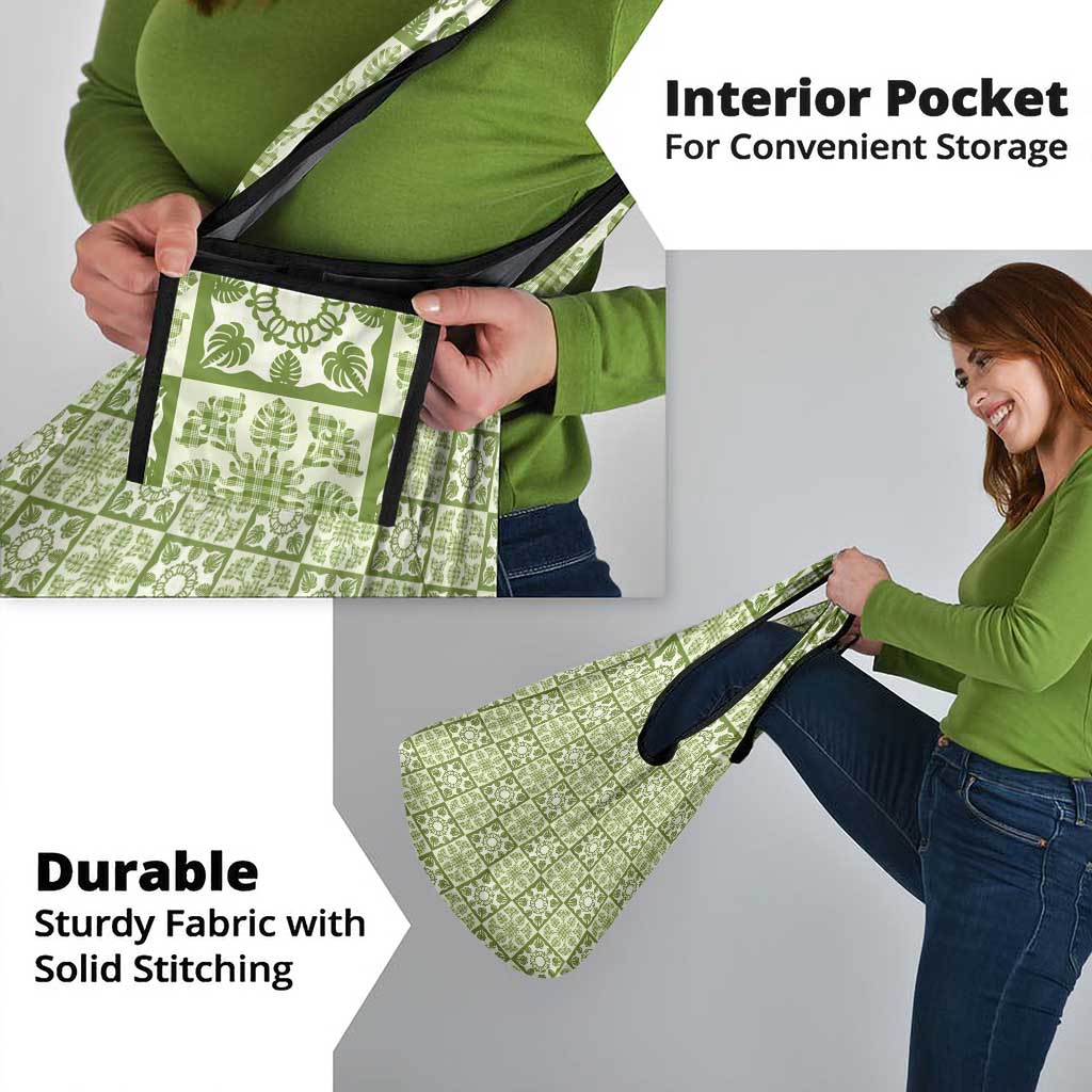 Omaomao Palaka Quilt Hawaii Grocery Bag Hawaiian Tropical Monstera Sea Turtle