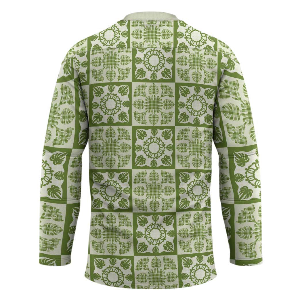 Omaomao Palaka Quilt Hawaii Hockey Jersey Hawaiian Tropical Monstera Sea Turtle