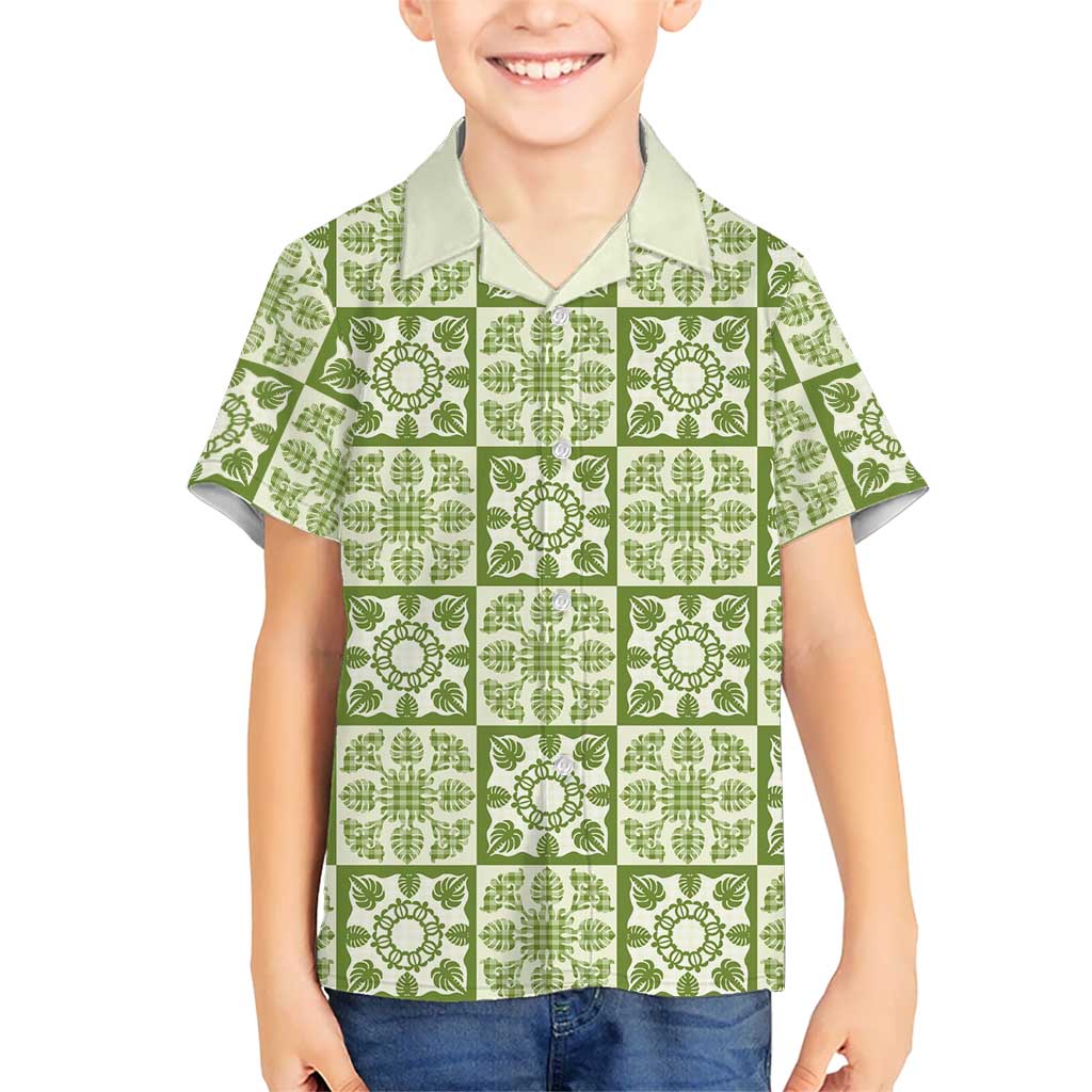 Omaomao Palaka Quilt Hawaii Kid Hawaiian Shirt Hawaiian Tropical Monstera Sea Turtle
