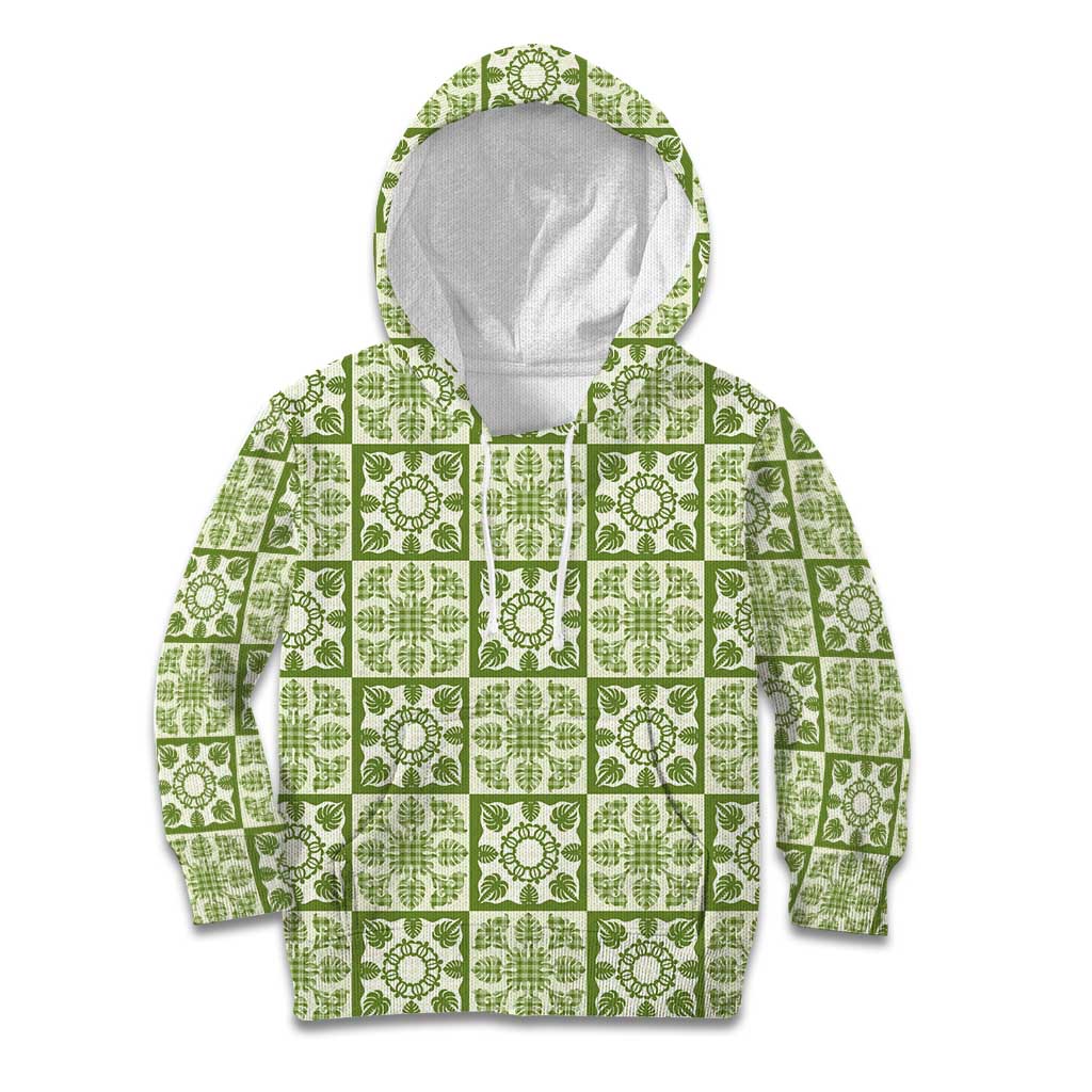 Omaomao Palaka Quilt Hawaii Kid Hoodie Hawaiian Tropical Monstera Sea Turtle