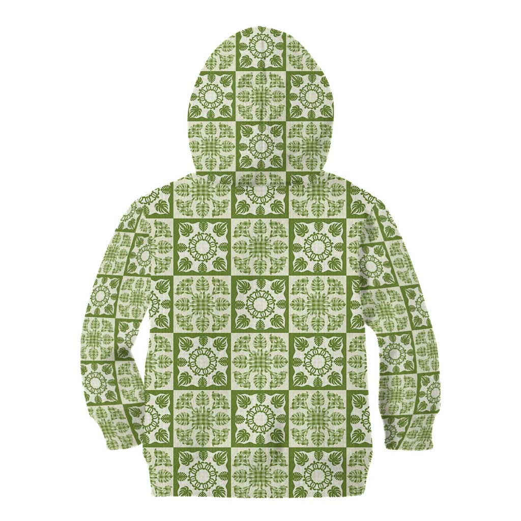 Omaomao Palaka Quilt Hawaii Kid Hoodie Hawaiian Tropical Monstera Sea Turtle