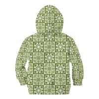 Omaomao Palaka Quilt Hawaii Kid Hoodie Hawaiian Tropical Monstera Sea Turtle