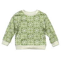 Omaomao Palaka Quilt Hawaii Kid Ugly Christmas Sweater Hawaiian Tropical Monstera Sea Turtle