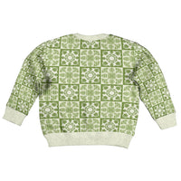 Omaomao Palaka Quilt Hawaii Kid Ugly Christmas Sweater Hawaiian Tropical Monstera Sea Turtle