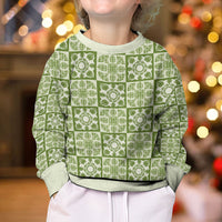 Omaomao Palaka Quilt Hawaii Kid Ugly Christmas Sweater Hawaiian Tropical Monstera Sea Turtle