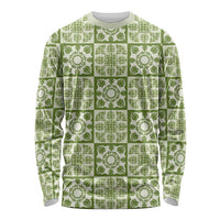 Omaomao Palaka Quilt Hawaii Long Sleeve Shirt Hawaiian Tropical Monstera Sea Turtle