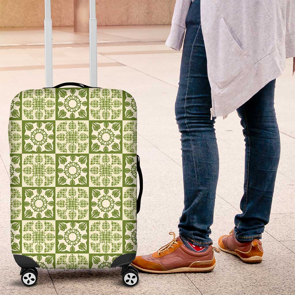 Omaomao Palaka Quilt Hawaii Luggage Cover Hawaiian Tropical Monstera Sea Turtle