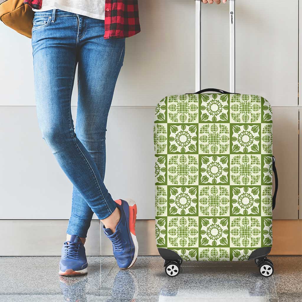 Omaomao Palaka Quilt Hawaii Luggage Cover Hawaiian Tropical Monstera Sea Turtle