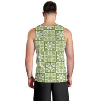 Omaomao Palaka Quilt Hawaii Men Tank Top Hawaiian Tropical Monstera Sea Turtle