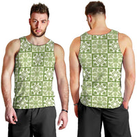 Omaomao Palaka Quilt Hawaii Men Tank Top Hawaiian Tropical Monstera Sea Turtle