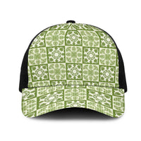 Omaomao Palaka Quilt Hawaii Mesh Trucker Cap Hawaiian Tropical Monstera Sea Turtle