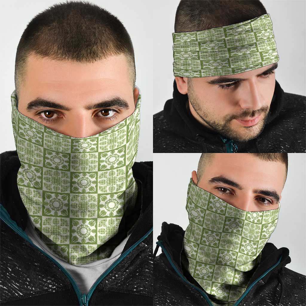 Omaomao Palaka Quilt Hawaii Neck Gaiter Hawaiian Tropical Monstera Sea Turtle