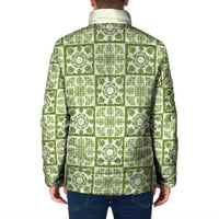 Omaomao Palaka Quilt Hawaii Padded Jacket Hawaiian Tropical Monstera Sea Turtle