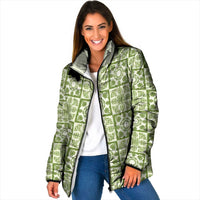 Omaomao Palaka Quilt Hawaii Padded Jacket Hawaiian Tropical Monstera Sea Turtle