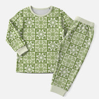 Omaomao Palaka Quilt Hawaii Christmas Pajama Set Hawaiian Tropical Monstera Sea Turtle