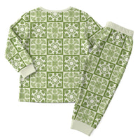 Omaomao Palaka Quilt Hawaii Christmas Pajama Set Hawaiian Tropical Monstera Sea Turtle