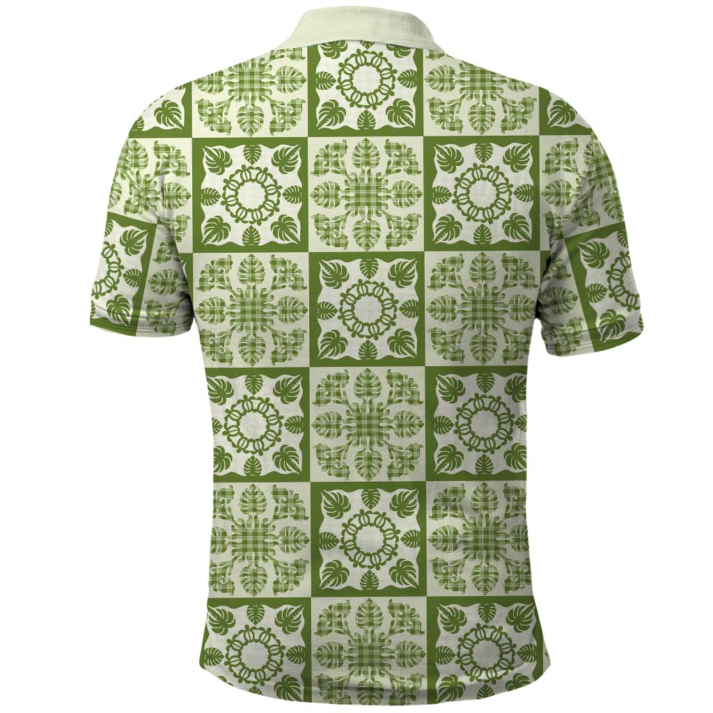 Omaomao Palaka Quilt Hawaii Polo Shirt Hawaiian Tropical Monstera Sea Turtle