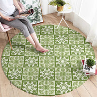 Omaomao Palaka Quilt Hawaii Round Carpet Hawaiian Tropical Monstera Sea Turtle