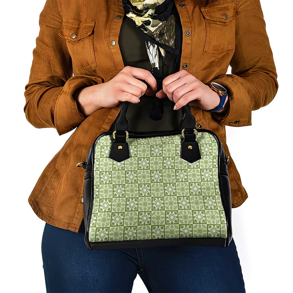 Omaomao Palaka Quilt Hawaii Shoulder Handbag Hawaiian Tropical Monstera Sea Turtle