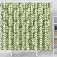 Omaomao Palaka Quilt Hawaii Shower Curtain Hawaiian Tropical Monstera Sea Turtle