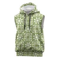 Omaomao Palaka Quilt Hawaii Sleeveless Hoodie Hawaiian Tropical Monstera Sea Turtle