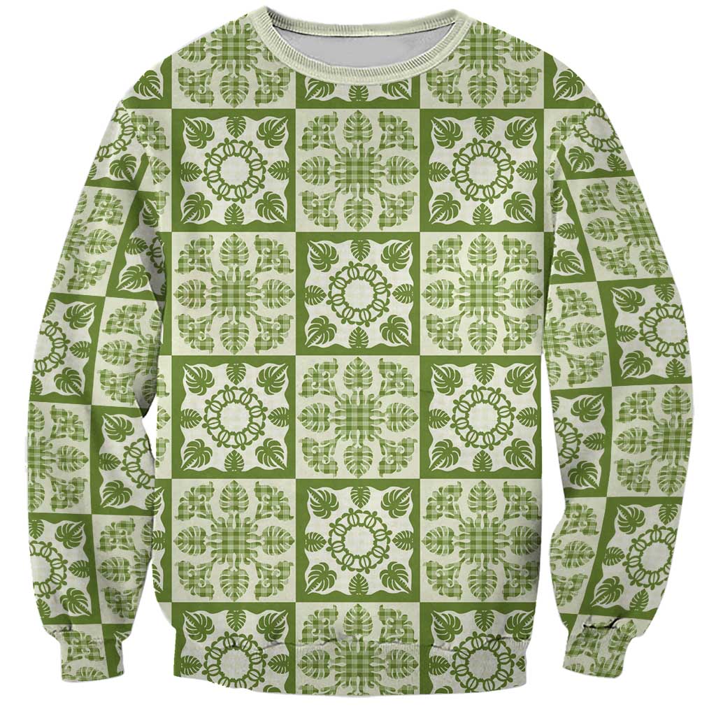 Omaomao Palaka Quilt Hawaii Sweatshirt Hawaiian Tropical Monstera Sea Turtle
