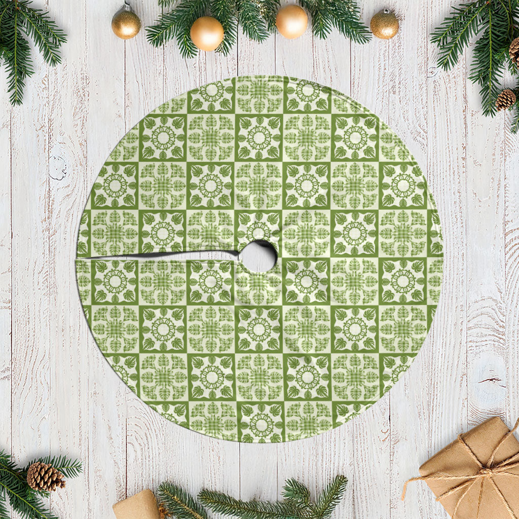 Omaomao Palaka Quilt Hawaii Tree Skirt Hawaiian Tropical Monstera Sea Turtle