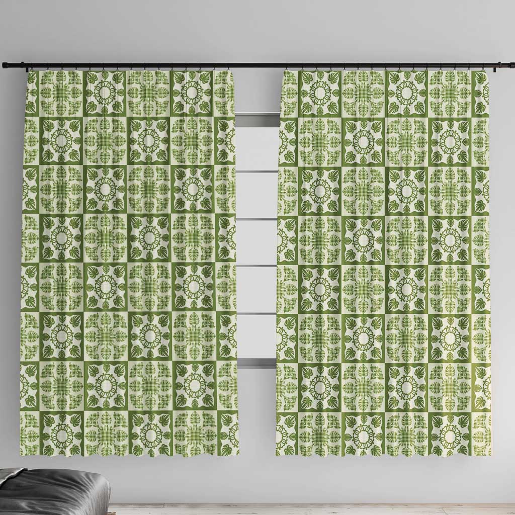 Omaomao Palaka Quilt Hawaii Window Curtain Hawaiian Tropical Monstera Sea Turtle