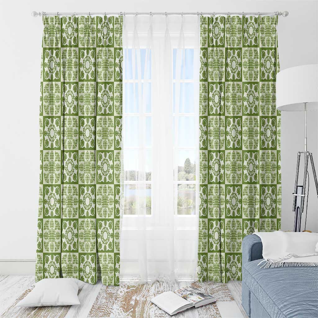 Omaomao Palaka Quilt Hawaii Window Curtain Hawaiian Tropical Monstera Sea Turtle