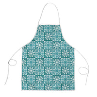 Cyan Palaka Quilt Hawaii Apron Hawaiian Tropical Monstera Sea Turtle