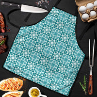 Cyan Palaka Quilt Hawaii Apron Hawaiian Tropical Monstera Sea Turtle