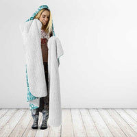Cyan Palaka Quilt Hawaii Hooded Blanket Hawaiian Tropical Monstera Sea Turtle