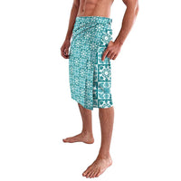 Cyan Palaka Quilt Hawaii Lavalava Hawaiian Tropical Monstera Sea Turtle