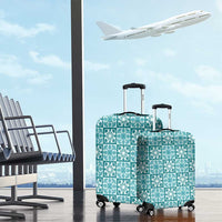 Cyan Palaka Quilt Hawaii Luggage Cover Hawaiian Tropical Monstera Sea Turtle