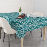 Cyan Palaka Quilt Hawaii Tablecloth Hawaiian Tropical Monstera Sea Turtle