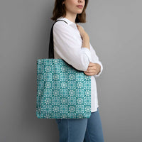 Cyan Palaka Quilt Hawaii Tote Bag Hawaiian Tropical Monstera Sea Turtle
