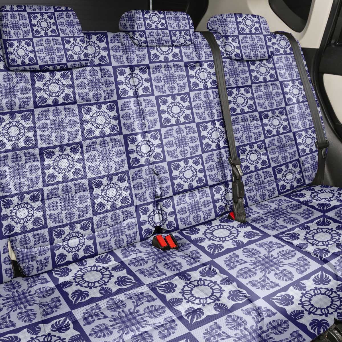 Polu Palaka Quilt Hawaii Back Car Seat Cover Hawaiian Tropical Monstera Sea Turtle