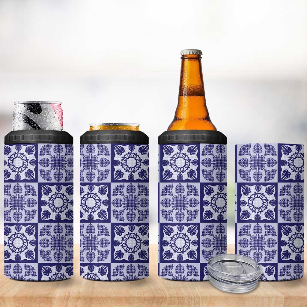 Polu Palaka Quilt Hawaii 4 in 1 Can Cooler Tumbler Hawaiian Tropical Monstera Sea Turtle