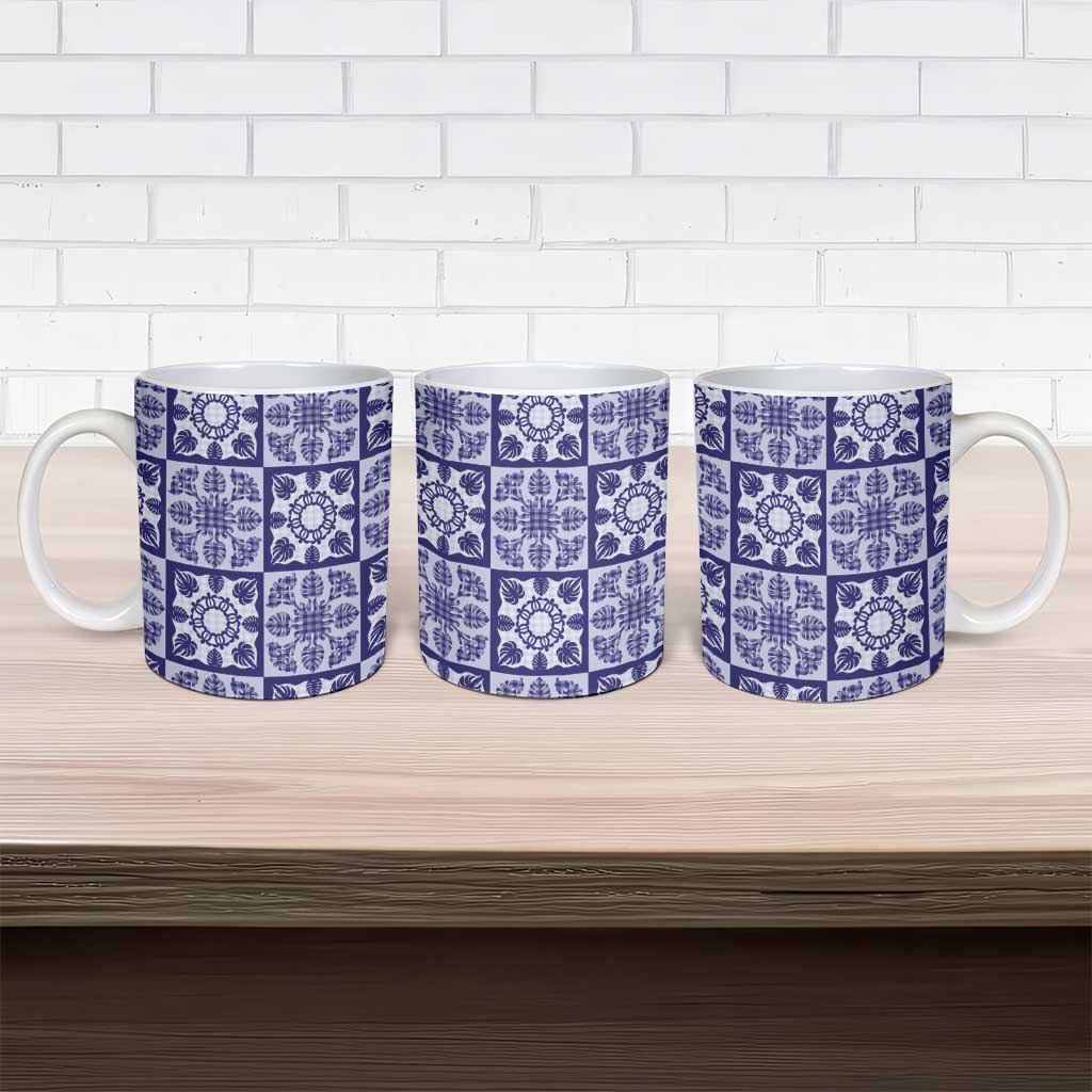 Polu Palaka Quilt Hawaii Ceramic Mug Hawaiian Tropical Monstera Sea Turtle